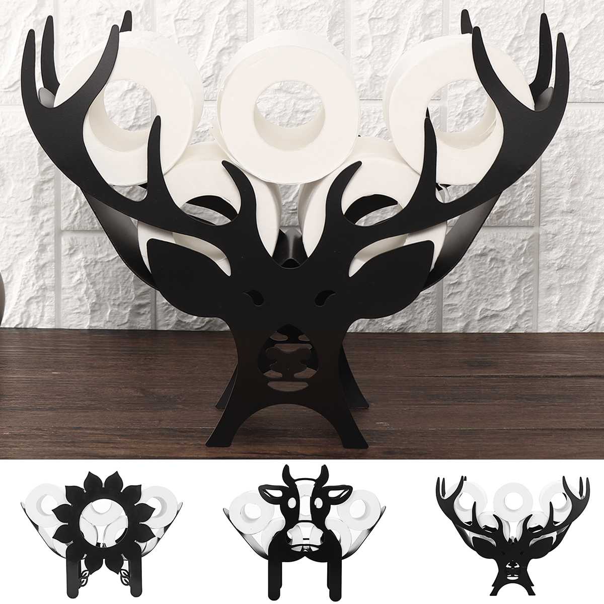 Toilet Paper Holder Wall-Mounted Animal Motif Seven Rolls
