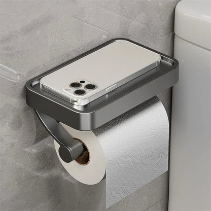 Toilet Paper Holder Wall-Mounted Shelf Brushed Stainless Steel