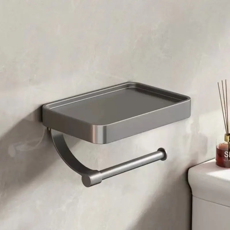 Toilet Paper Holder Wall-Mounted Shelf Brushed Stainless Steel