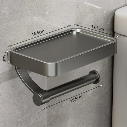 Toilet Paper Holder Wall-Mounted Shelf Brushed Stainless Steel