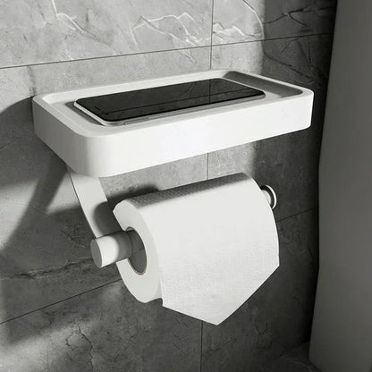 Toilet Paper Holder Wall-Mounted Shelf Brushed Stainless Steel