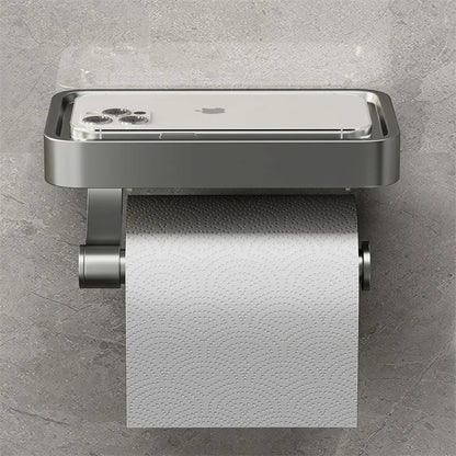 Toilet Paper Holder Wall-Mounted Shelf Brushed Stainless Steel