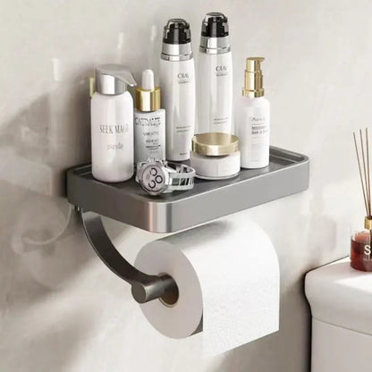 Toilet Paper Holder Wall-Mounted Shelf Brushed Stainless Steel