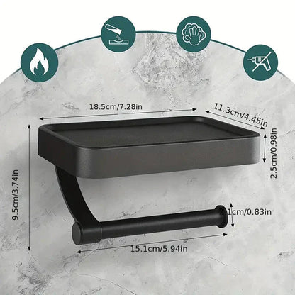 Toilet Paper Holder Wall-Mounted Shelf Brushed Stainless Steel