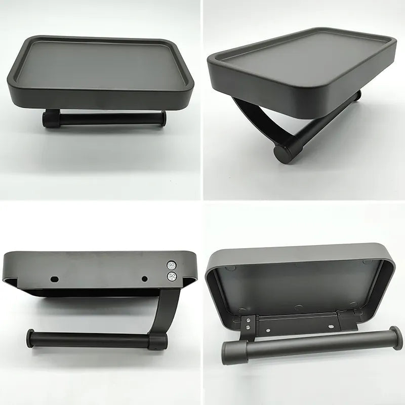 Toilet Paper Holder Wall-Mounted Shelf Brushed Stainless Steel