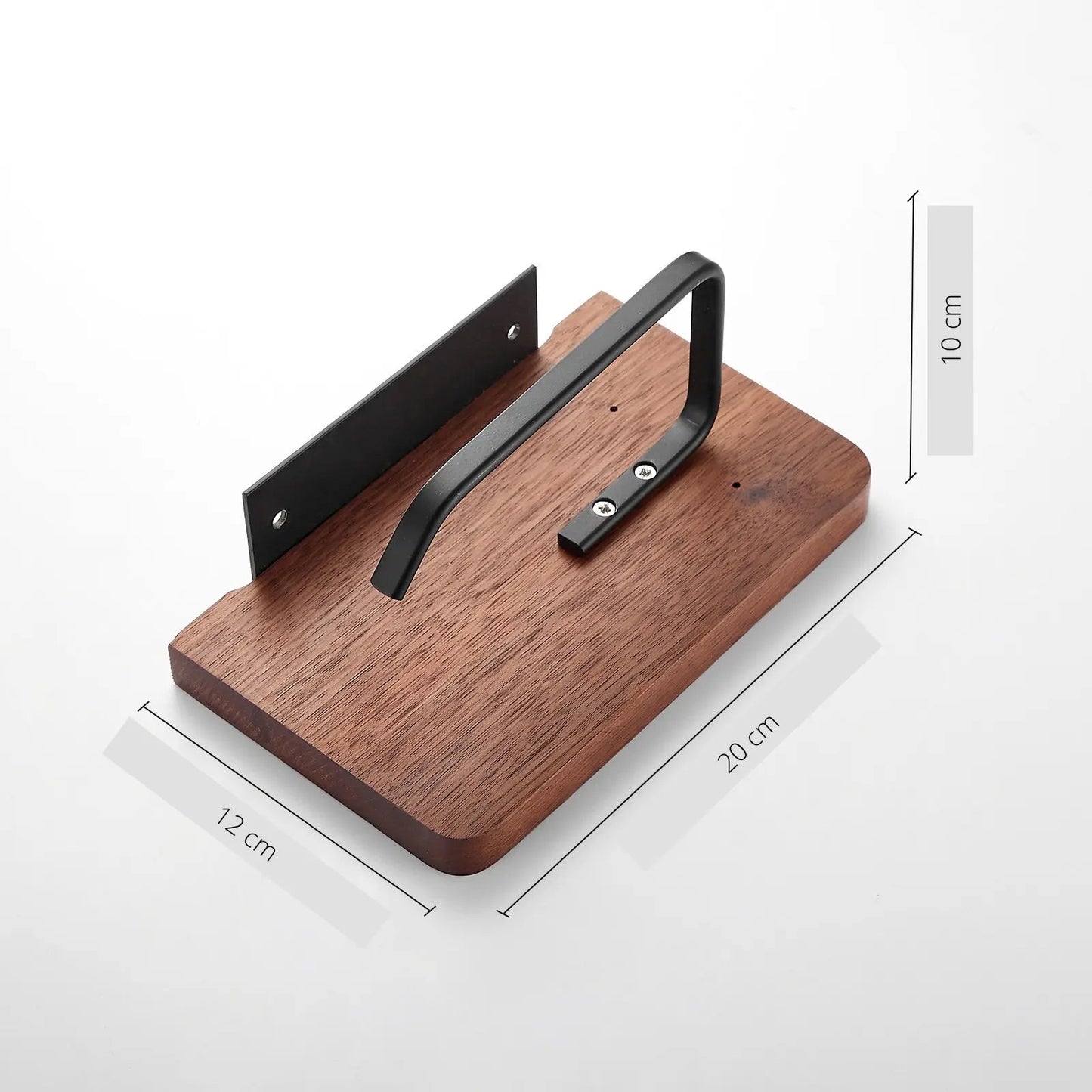 Toilet Paper Holder Wall-Mounted Wooden Shelf & Metal Bracket
