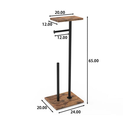 Toilet Paper Holder Wood-Look Shelf Dual Roll Weighted Base