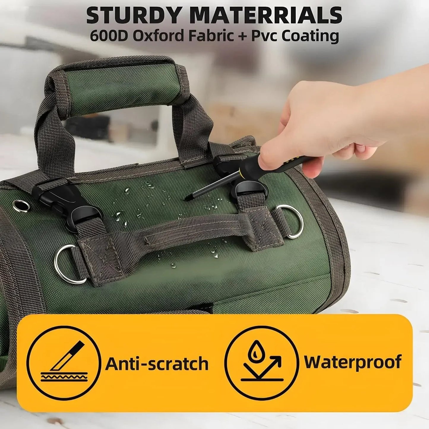 Tool Bag Roll-Up Removable Compartments & Reinforced Fabric