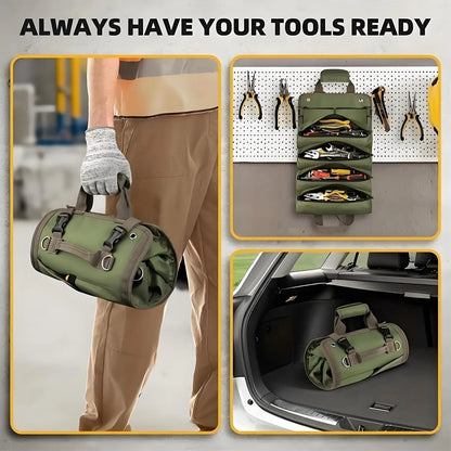 Tool Bag Roll-Up Removable Compartments & Reinforced Fabric