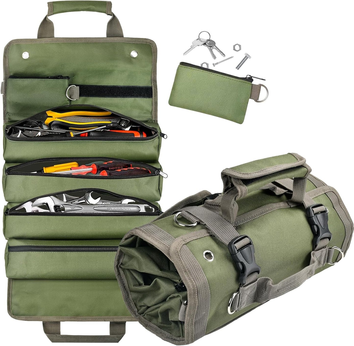 Tool Bag Roll-Up Removable Compartments & Reinforced Fabric