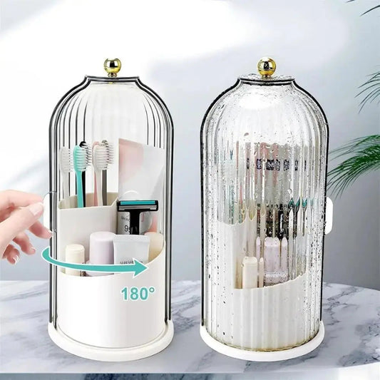 Toothbrush Holder Sliding Cover & 360° Swivel 3 Compartments