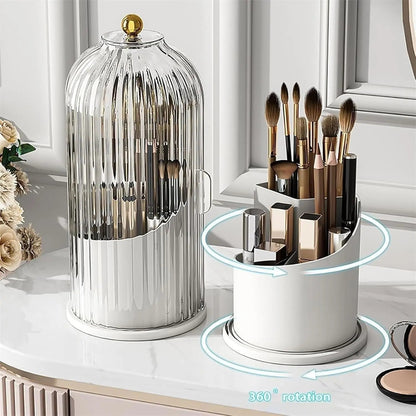 Toothbrush Holder Sliding Cover & 360° Swivel 3 Compartments