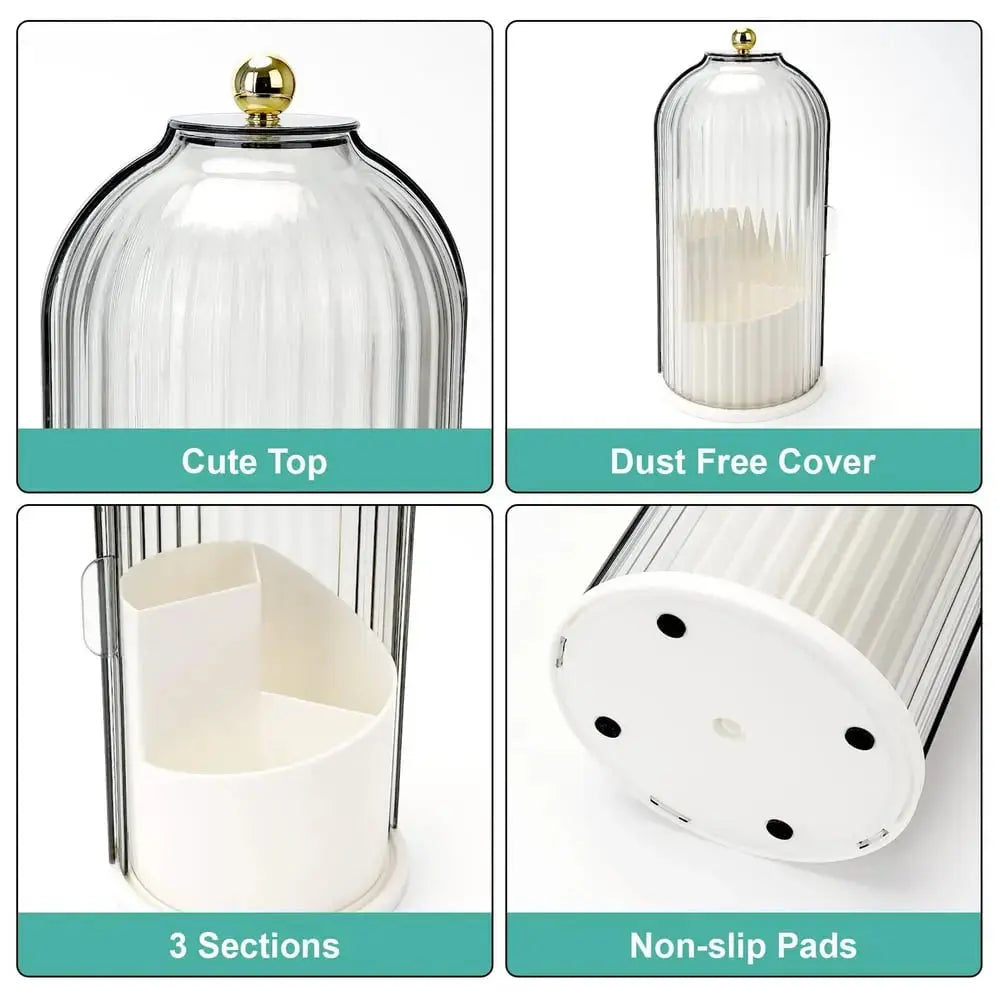 Toothbrush Holder Sliding Cover & 360° Swivel 3 Compartments