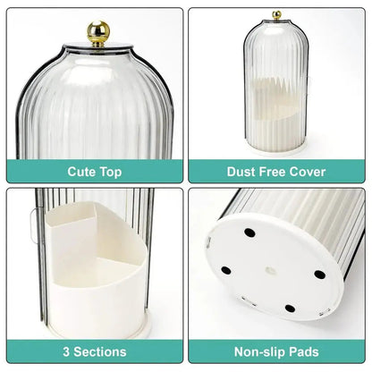 Toothbrush Holder Sliding Cover & 360° Swivel 3 Compartments