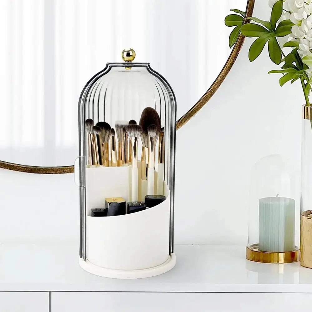 Toothbrush Holder Sliding Cover & 360° Swivel 3 Compartments