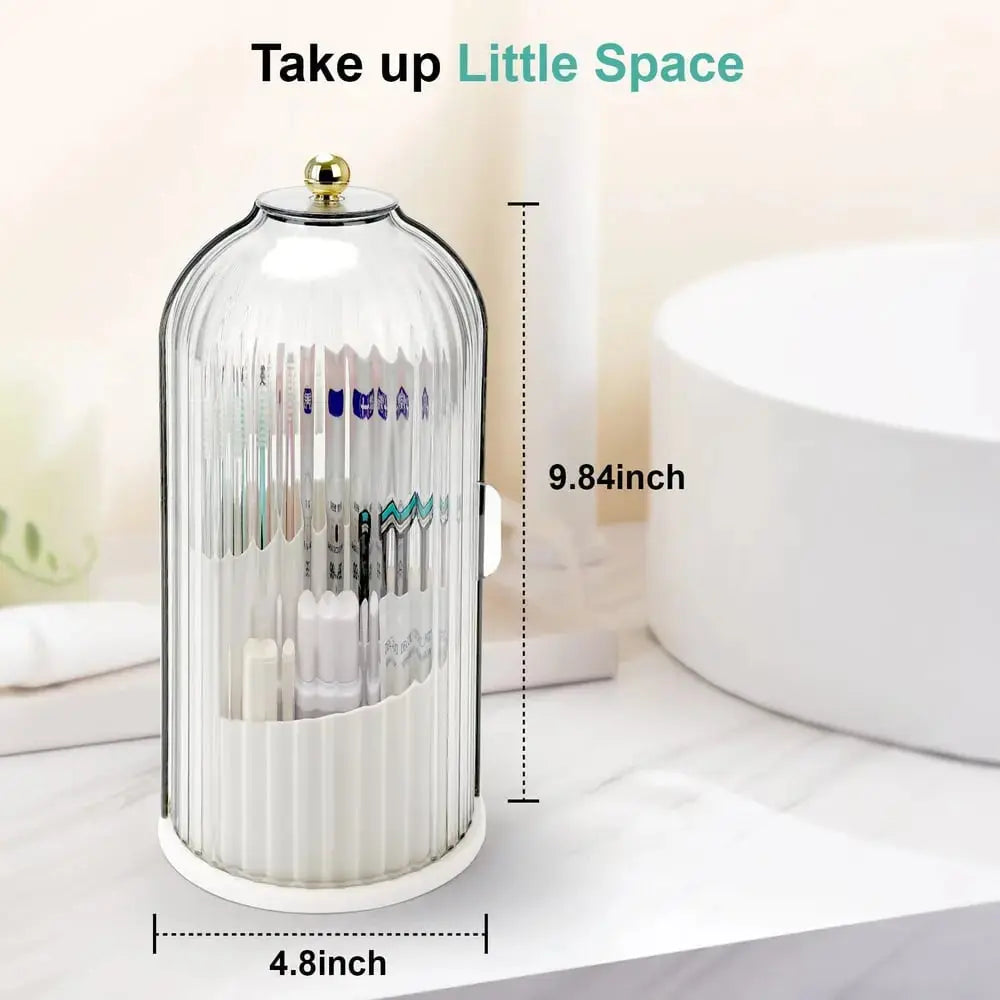 Toothbrush Holder Sliding Cover & 360° Swivel 3 Compartments