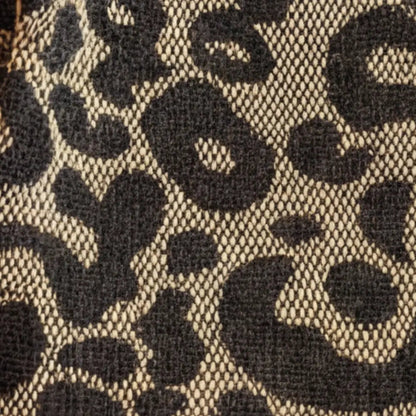 Tote Bag Leopard Print Woven Canvas Wide Faux Leather Straps