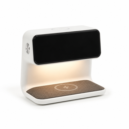 Touch Dimmable LED Wireless Fast Charging Bedside Lamp (Digital Alarm Clock with LCD)