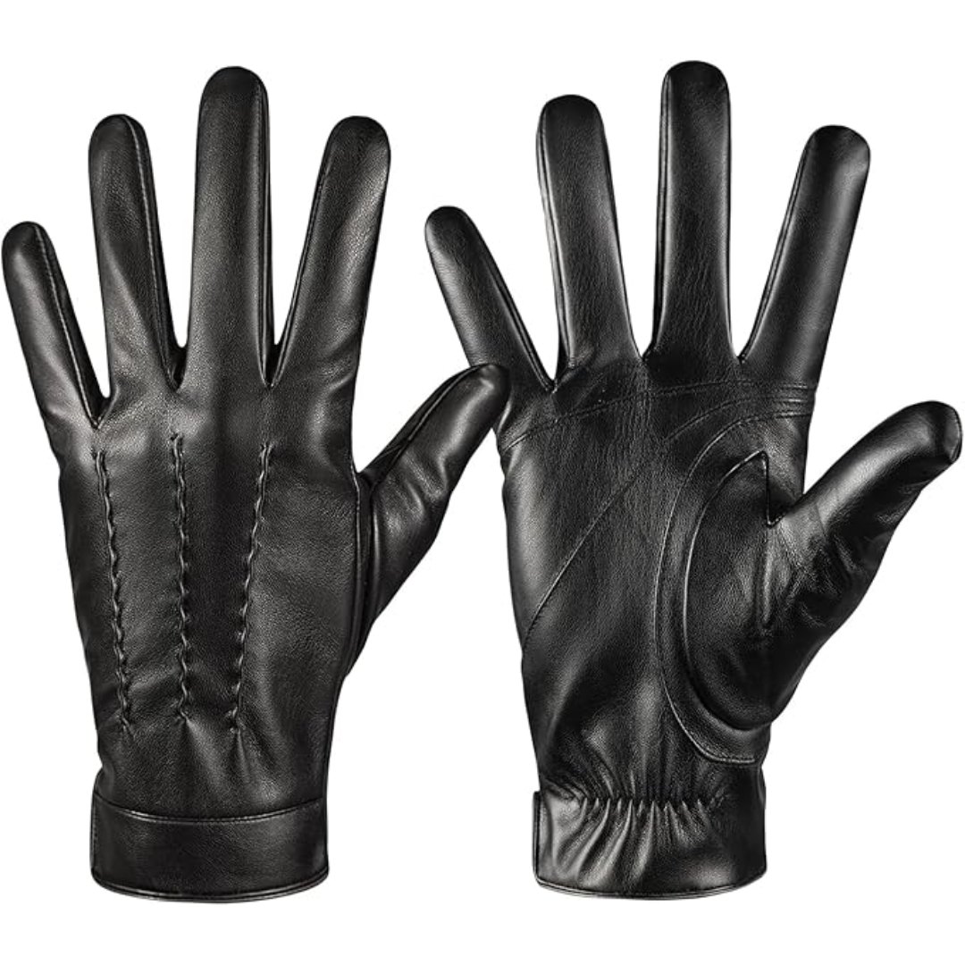 Touchscreen Gloves Leather Cashmere-Lined