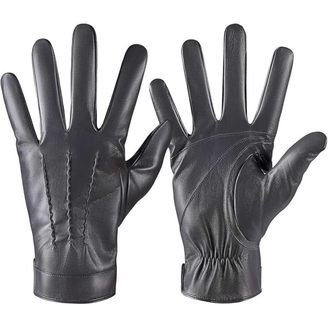 Touchscreen Gloves Leather Cashmere-Lined