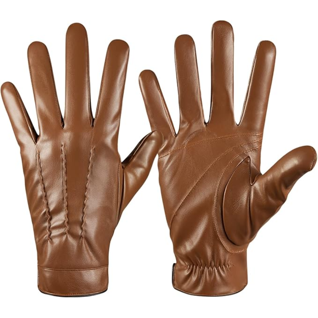 Touchscreen Gloves Leather Cashmere-Lined