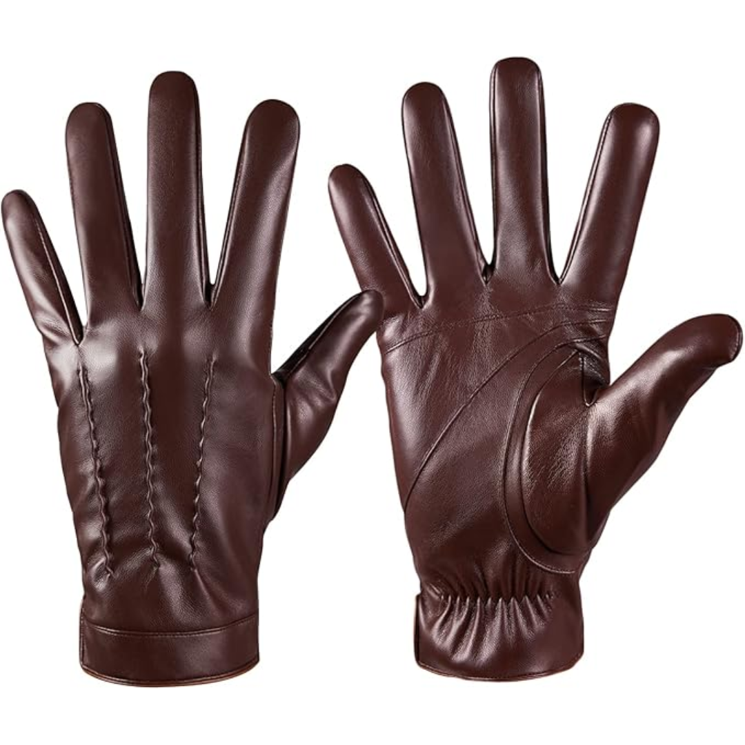 Touchscreen Gloves Leather Cashmere-Lined