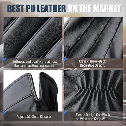Touchscreen Gloves Leather Cashmere-Lined