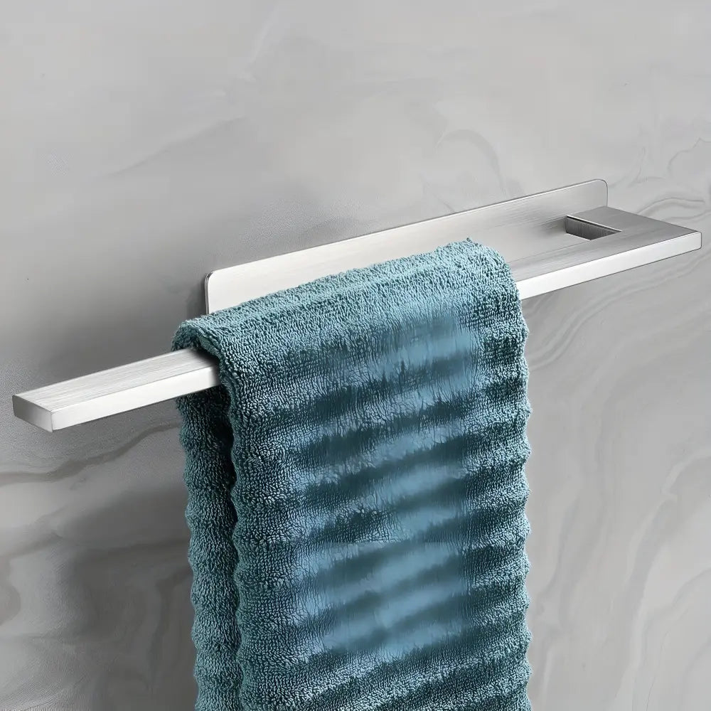Towel Holder Adhesive No-Drill Brushed Stainless Space-Saving