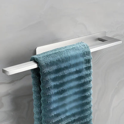 Towel Holder Adhesive No-Drill Brushed Stainless Space-Saving