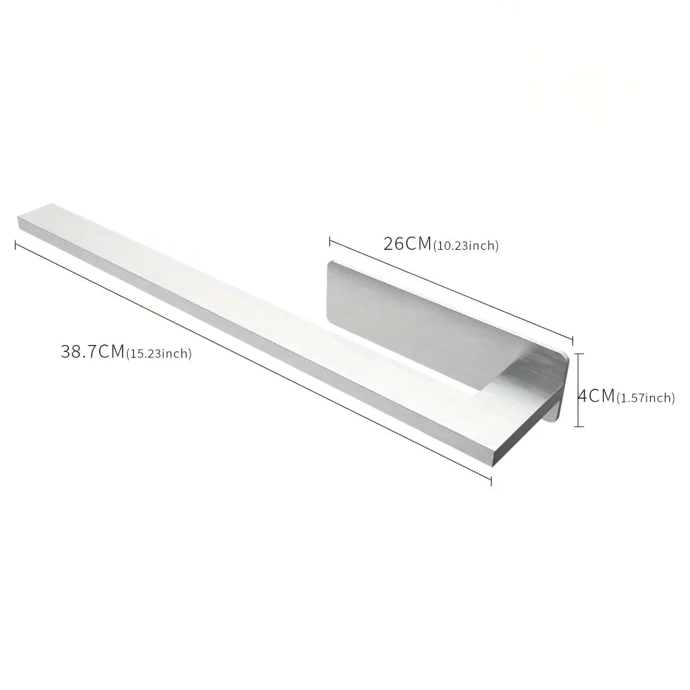 Towel Holder Adhesive No-Drill Brushed Stainless Space-Saving