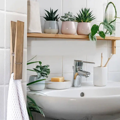 Towel Holder No Drill Self-Adhesive Wood Spring Clip