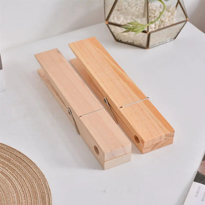 Towel Holder No Drill Self-Adhesive Wood Spring Clip