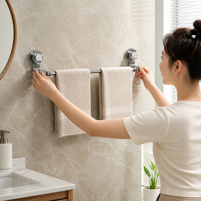 Towel Rack Adjustable No-Drill Strong Suction Ventilated