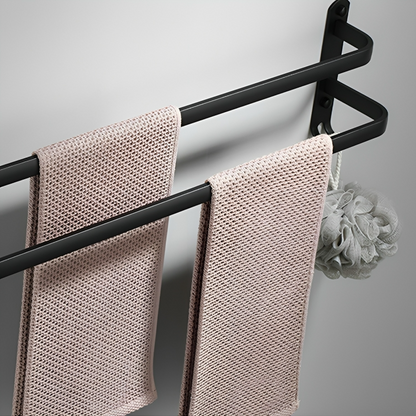 Towel Rack Anodized Aluminum No Drill Mount With Hooks