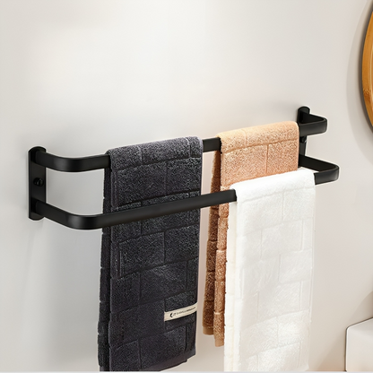 Towel Rack Anodized Aluminum No Drill Mount With Hooks