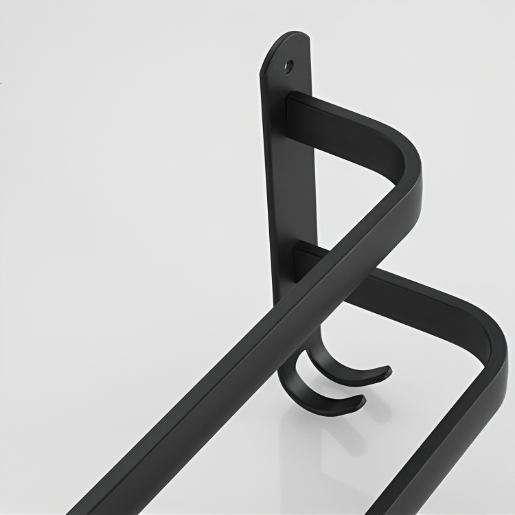 Towel Rack Anodized Aluminum No Drill Mount With Hooks