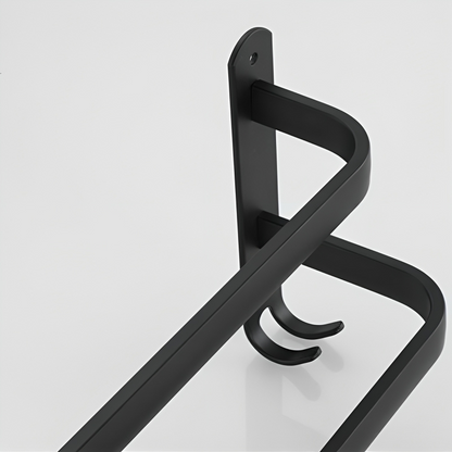 Towel Rack Anodized Aluminum No Drill Mount With Hooks