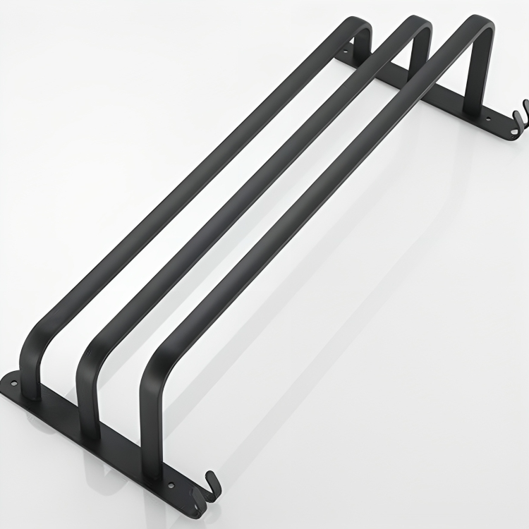 Towel Rack Anodized Aluminum No Drill Mount With Hooks