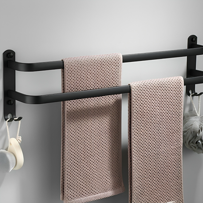 Towel Rack Anodized Aluminum No Drill Mount With Hooks