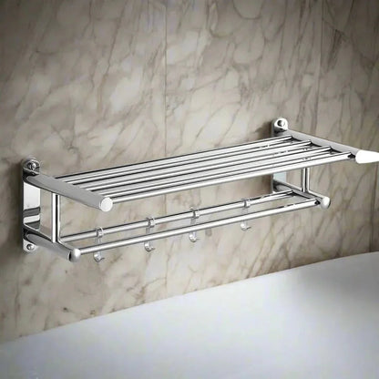 Towel Rack Wall-Mount Shelf Matte Brushed Stainless Steel