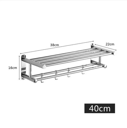 Towel Rack Wall-Mount Shelf Matte Brushed Stainless Steel