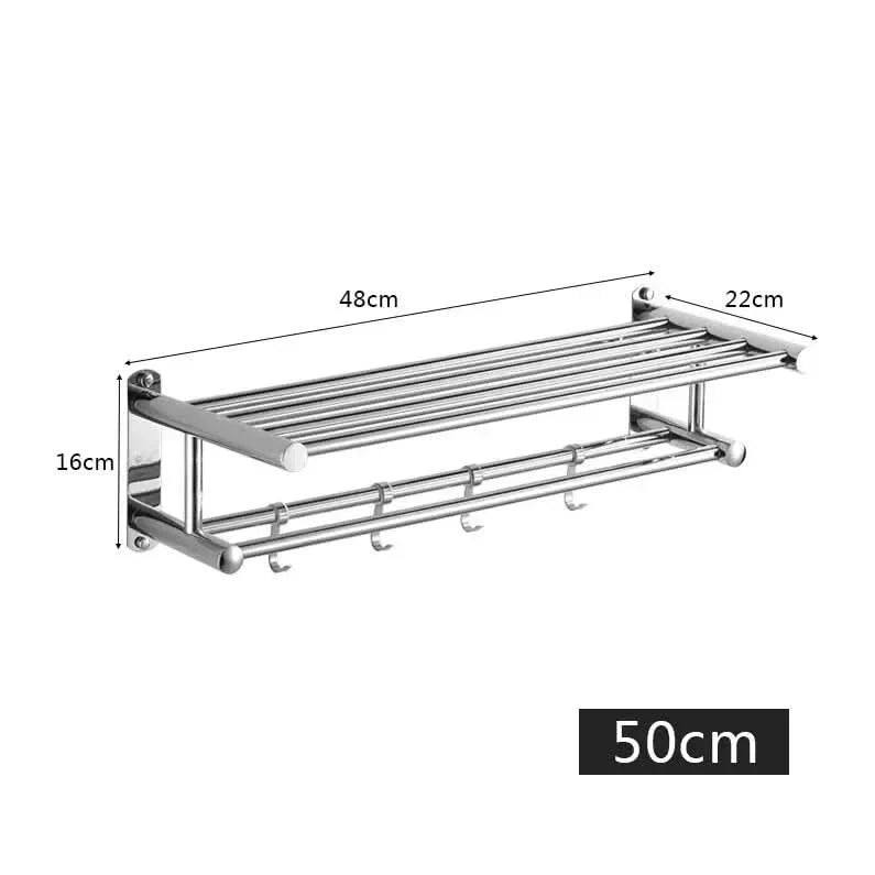 Towel Rack Wall-Mount Shelf Matte Brushed Stainless Steel