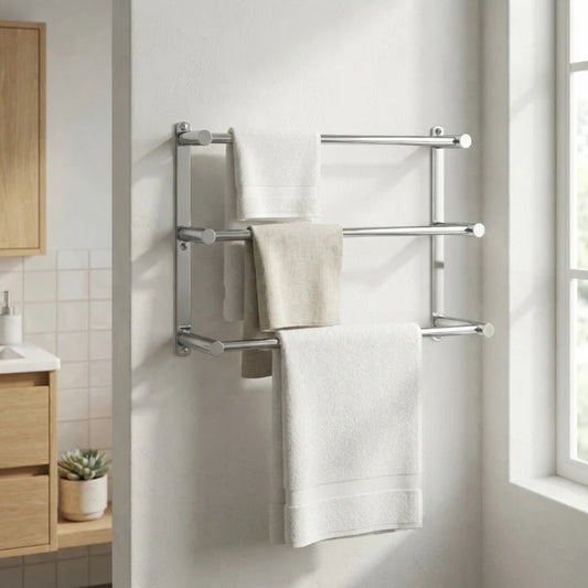 Towel Rack Wall-Mounted Stainless Steel 3 Bars