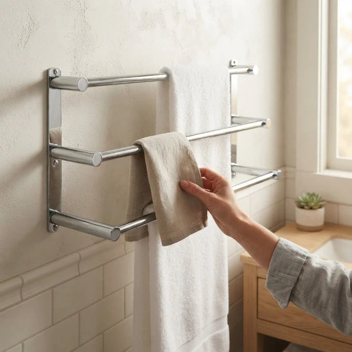 Towel Rack Wall-Mounted Stainless Steel 3 Bars