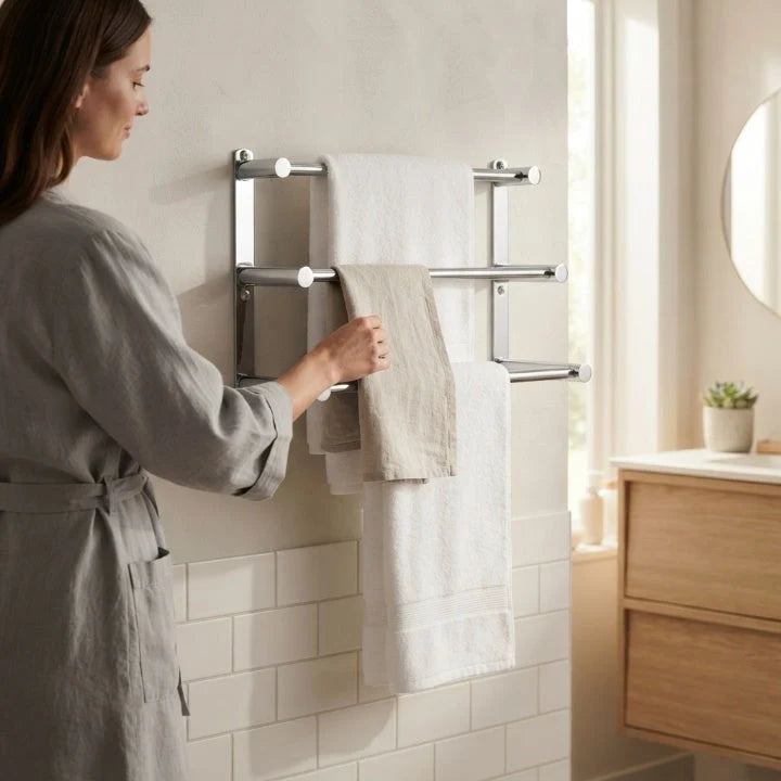 Towel Rack Wall-Mounted Stainless Steel 3 Bars