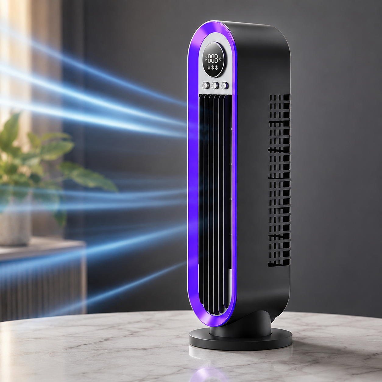 Tower Fan Whisper-Quiet USB Rechargeable Oscillating