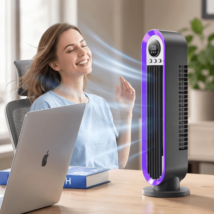 Tower Fan Whisper-Quiet USB Rechargeable Oscillating