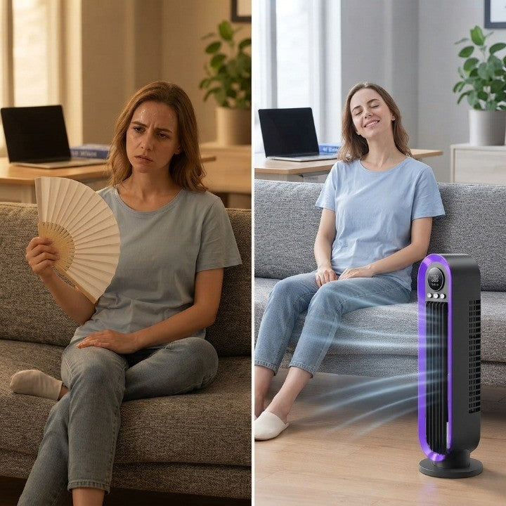 Tower Fan Whisper-Quiet USB Rechargeable Oscillating