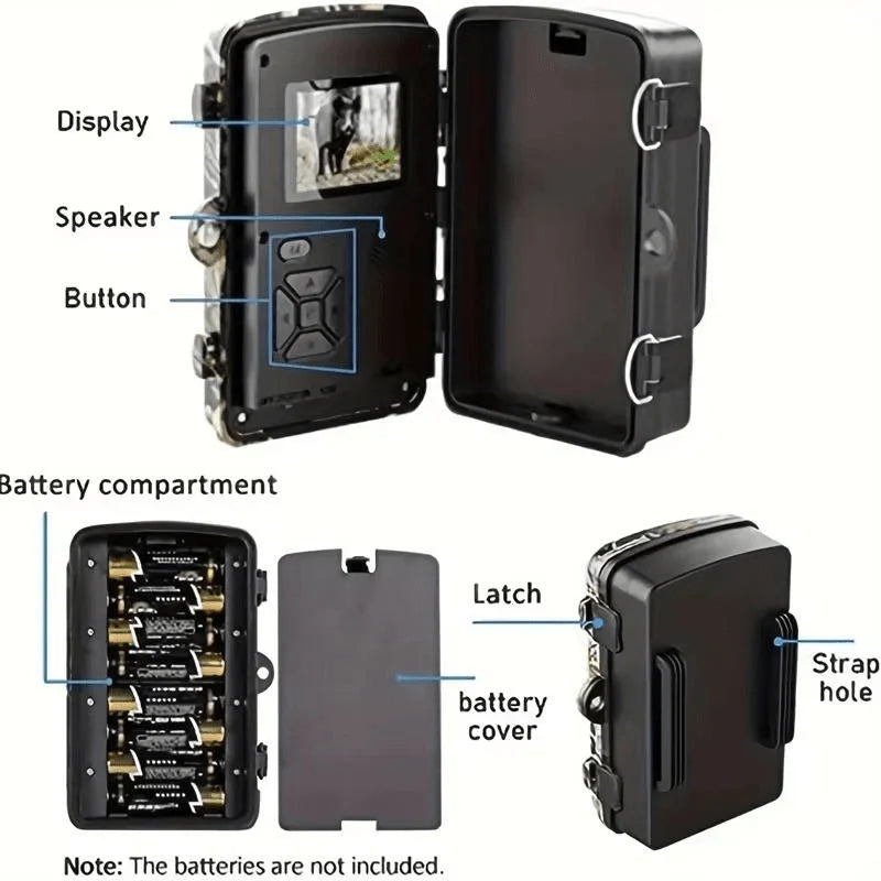 Trail Camera 12MP 1080P No-Glow Night Vision