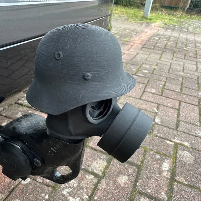 Trailer Hitch Cover Military Helmet Gas Mask Weatherproof PLA